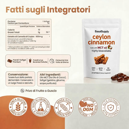 Cannella di Ceylon equivalente a 7200mg con Olio MCT